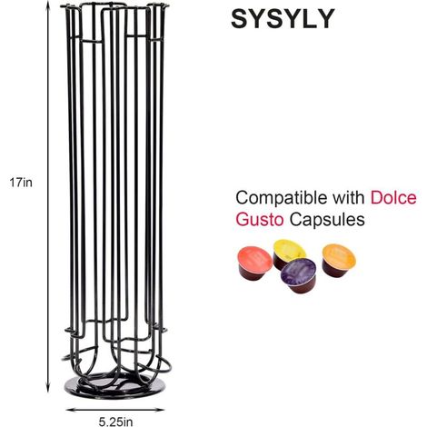 Support de capsules pour 32 capsules Dolce Gusto, support pour ranger les capsules de café, base antidérapante, rotatif, noir (1/3)