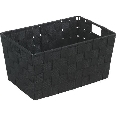 Panier de rangement tressé 30 cm – Plastique polypropylène noir – Avec poignées – Pour salle de bain et chambre d'enfant (1/5)