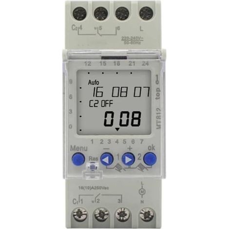 Minuterie double canal AHC822, Horloge Modulaire 220V, 7 jours, 24 heures, Programmateur Piscine Programmable, interrupteur numérique électronique LCD, horloge numérique (1/5)