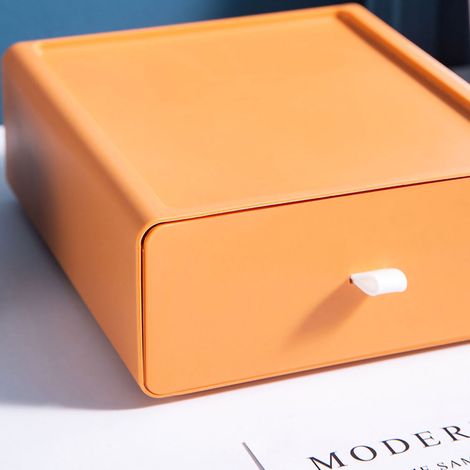 Bureau boîte de rangement tiroir couleur contrastée, casier pour fournitures scolaires, organisateur de bureau, rangement abricot-orange, maison et bureau. (1/3)