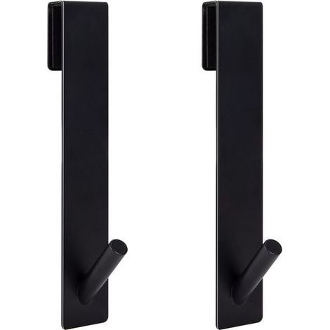 2pcs Shower Door Hooks, Stainless Steel Towel Hanger Hooks No Drilling on Frameless Shower Door for Bathroom(7inch Black) (1/5)