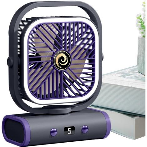 Ventilateur de table silencieux rechargeable avec pied réglable, angle ajustable, forte ventilation portable pour maison chambre bureau camping, blanc (1/2)