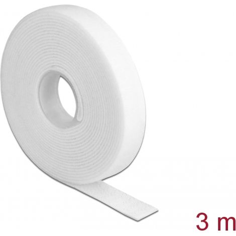 Cinta Adhesiva con apertura y cierra rapido en rollo LA 3 m x AN 13 mm blanco