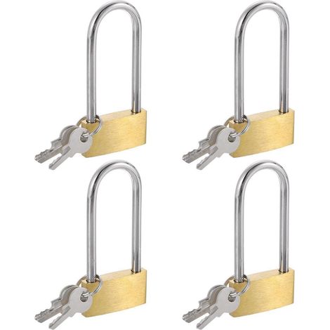 4er Set Messing Vorhängeschlösser mit langem Bügel, wasserdicht & rostfrei