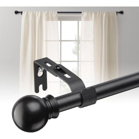 1 - Tringle à rideau - Support de fixation - Extensible 70x140 cm - Usage intérieur - Noir mat - 16 mm