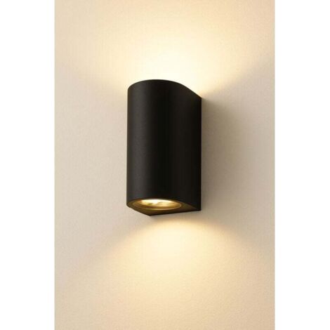 B.K.Licht applique murale LED extérieur intérieur moderne noire, spot mural GU10, 2 spots de 400lm chacun, éclairage moderne jardin terrasse garage, IP44, 2x5W