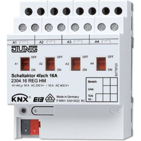 Jung Actionneur de commutation KNX 4gang, REG, 4 TE 2304.16 REGHM