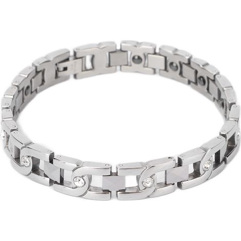 Magnetarmband für Damen aus Titanstahl mit Strasssteinen – Magnetfeldtherapie zur Schmerzlinderung (1/5)