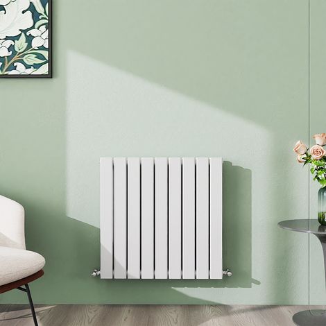 AICA 600x612mm Grey White Horizontal Designer Radiator Double Flat Panel Heating UK