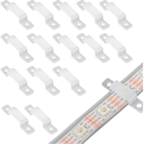 100pcs Clip de Fixation Ruban LED, Attache Ruban Led 10mm pour Supports de Fixation Clips Bande LED 10mm Wide Waterproof - sans les vis (1/5)