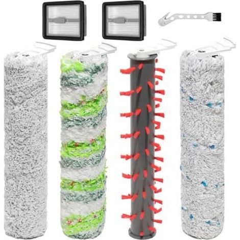Rotating brush attachments for Bissell CrossWave X7 Plus Cordless Pet, X7 Pro Pet 2955N, 3479N, 3011, 3055, 3277, 3279, 3276A vacuum cleaner replacement parts, 4 rotating brushes, 2 cables