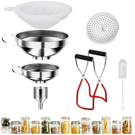 Trichter Set Edelstahl 7tlg. mit Einmachgläser Heber & Filter (1/5)