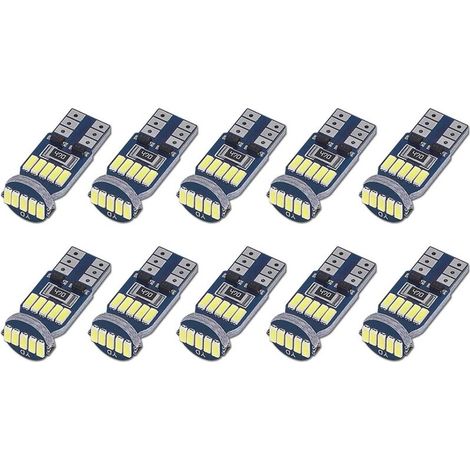 10er-Pack T10 W5W Canbus-fehlerfreie LED-Lampen, 15 SMD 4014 Kfz-LED-Lampen, 194 168 2825 Weiß 6000K für Innenbeleuchtung, Kofferraumbeleuchtung, Kennzeichenbeleuchtung, Positionsleuchten, 12 V DC