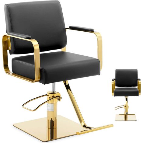 Sillón de peluquería y estética Physa OTLEY con reposapiés - negro con dorado (1/5)