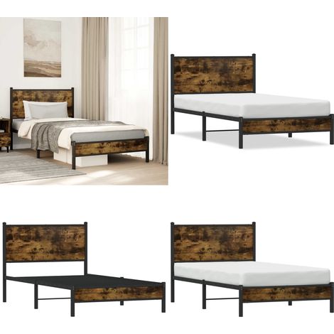 vidaXL Metallbett ohne Matratze Räuchereiche 100x200 cm (1/5)