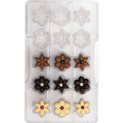Decora 0050142 Stampo Professionale Cioccolato Fiori ø 25 x h 15 mm, 15 Cavità, In Policarbonato, Ideale per Realizzare Cioccolatini Lucidi e Croccanti, Design Professionale, Made in Italy (1/4)
