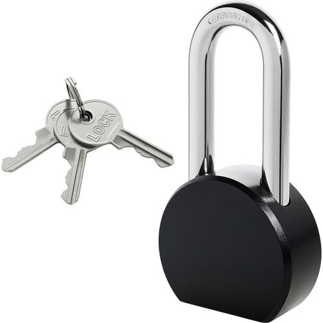 Vorhängeschloss 65mm Edelstahl mit 3 Schlüsseln, schwarz, für Außenbereich