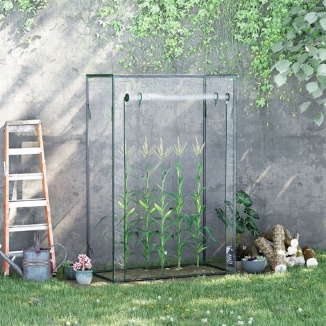 Serra da giardino stretta 100x50x150 cm con porta avvolgibile, telaio in acciaio zincato, copertura in PVC trasparente anti-UV (1/5)