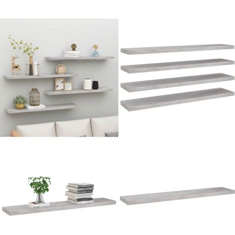 Schweberegale 4 Stk. Betongrau 120x23,5x3,8 cm MDF - Schweberegale - Wandregal - Regal - Betongrau - MDF - Home & Living (1/5)