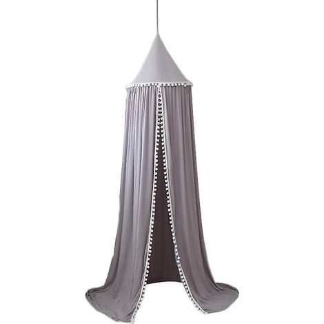 Couvre-lit moustiquaire en coton gris pour enfant, rideau en forme de dôme suspendu (1/4)