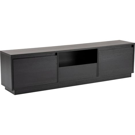 Dmora - Mobile porta TV Morrigan, Credenza da soggiorno, Armadio basso per TV, Base parete attrezzata, 160x30 h42 cm, Nero (1/5)