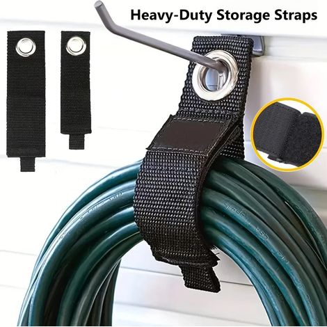 (M 38 x 260 mm) Sangles de rangement robustes, réutilisables, en nylon, pour rallonges électriques, serre-câbles, rangement de tuyaux et accessoires, organisation de garage (1/5)