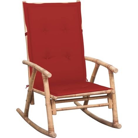 vidaXL Silla mecedora con cojín bambú (1/4)