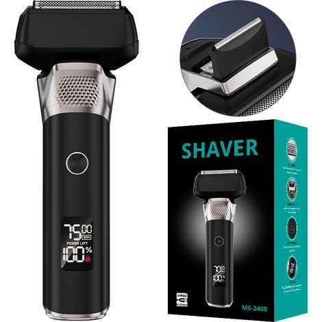 Tondeuse électrique rotative pour homme, indice d'étanchéité IPX6, 5 lames flottantes, équipée d'un verrou de voyage et d'un écran LED. (1/5)