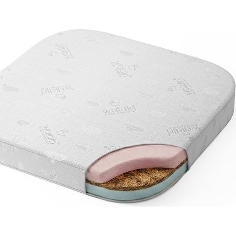 Waldin Colchón de Coco Pequeño Cuna 7 en 1, 73 x 73 x 10 cm, Reversible