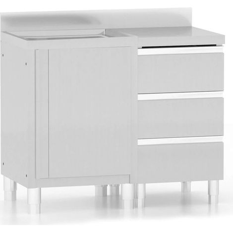 Lot de 2 armoires de cuisine commerciales 60 x 60 x (95-96) cm robustes avec dosseret réglable en acier inoxydable argenté