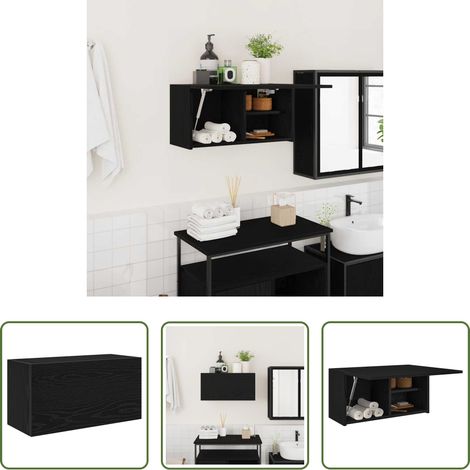 vidaXL Schrank - Bad-Wandschrank Schwarz 60x25x30 cm Holzwerkstoff (1/5)