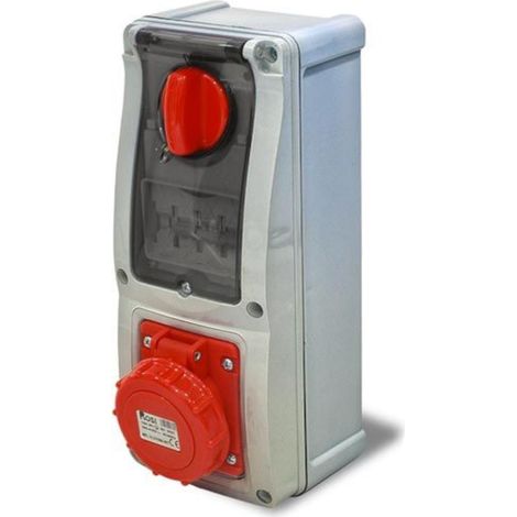Presa interbloccata verticale con sezionatore, con fondo, con magnetotermico, 380V, 5 poli, 16A, IP67 - Rosi 16.3416R6MT (1/2)