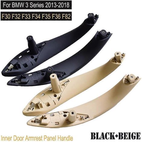 Poignée de porte intérieure avec cache et panneau intérieur pour BMW Série 3 F30 F80 F31 F32 F33 F34 F35 F36 (2013-2018) - Accessoires auto - Poignée de porte intérieure - Noir - Lot de 2 - Avant (1/4)