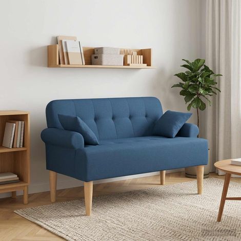 vidaXL Sofá amoroso con botones acolchados Azul 120 x 65 x 79 cm Tela (1/5)
