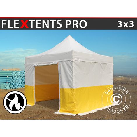Pop up gazebo FleXtents® PRO 3x3 m, PVC, Work tent, Flame retardant, incl. 4 sidewalls