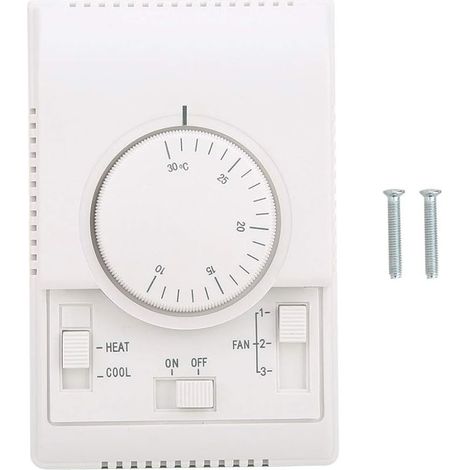 DEWIN Thermostat de Climatisation Centrale,Thermostat de Climatiseur Monté Thermostat Contrôleur de Température Mécanique Thermostat Mural Mécanique 10-30℃ AC 220V (1/5)