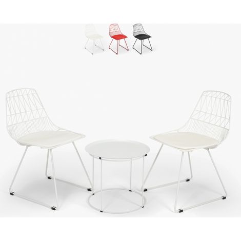 Conjunto mesa y 2 sillas para bar en casa de jardín interior y exterior Etzy - Blanco (1/5)