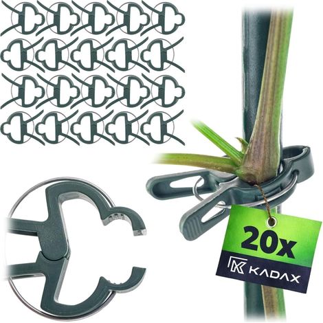 Lot de 20 Attaches Plantes - Vert - Plastique Résistant - Fixation Tiges et Vignes - Pour Tomates Concombres Roses - 6 x 5 cm (1/5)