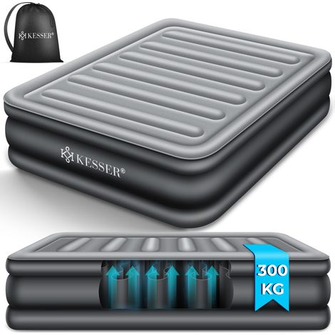 KESSER® Materasso gonfiabile Letto ad aria con pompa elettrica integrata materasso gonfiabile rialzato per ospiti notturni con sacca di contenimento matrimoniale / grigio / antracite (1/5)