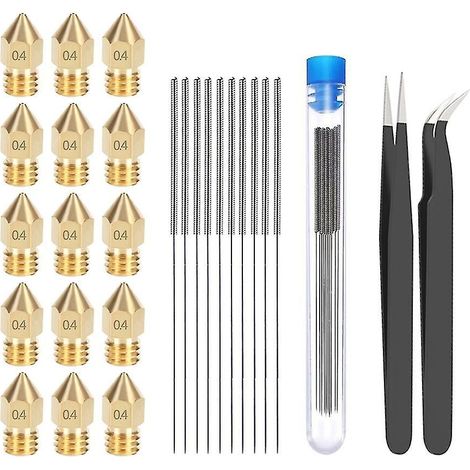 Kit de nettoyage de buses d'imprimante 3D : aiguilles de 0,4 mm et 1,75 mm, déboucheur de filament