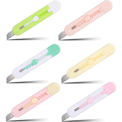 Lot de 6 mini cutters rétractables, ouvre-lettres, coupe-carton, 6 couleurs