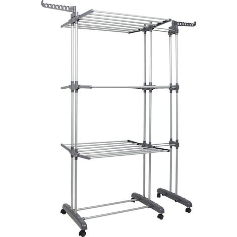 Yongqing – Séchoir à linge pliant 75-142.5×64×170cm – Acier au carbone durable – Charge maximale 30kg – Design rétractable et gain de place (1/5)