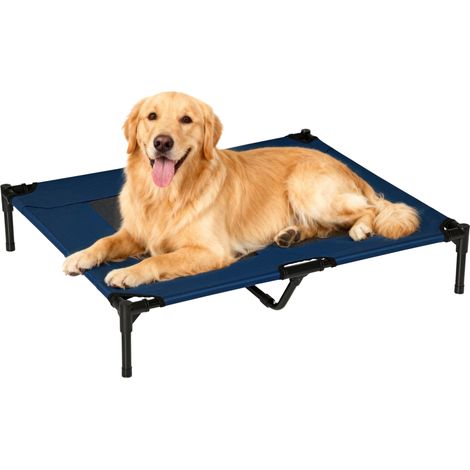 Lettino rialzato portatile per cani e gatti – Tessuto a rete traspirante e tessuto Oxford – Per uso interno ed esterno – 91,5 x 76,2 x 18 cm – Blu