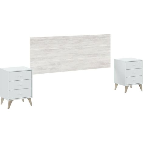Dmora - Testiera letto Ayok, Spalliera, Testata per camera da letto, Poggiatesta, 160x3 h60 cm, Bianco e Bianco anticato