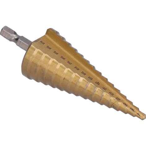 Stufenbohrer mit Titanbeschichtung, gerader Nut, Pagodenkegel, HSS-Reibwerkzeug, 1/4 Zoll, dreieckiger Griff (1/5)
