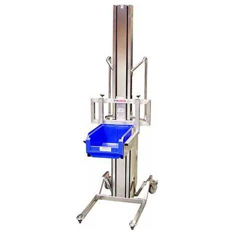 Chariot gerbeur semi électrique inox porte bac 80kg - Porte bac réglable de 128 à 367 mm - Hauteur max 1600mm - Agroalimentaire - 855009557-P2P