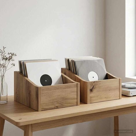 vidaXL LP Record Box 2 pcs Artisan Oak 23 x 33 x 16 cm Engineered Wood (1/5)