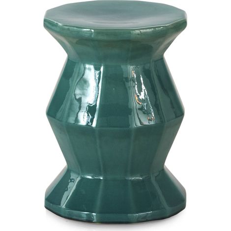 Tabouret céramique vert finition brillante élégance raffinée - vert céramique brillant (1/3)