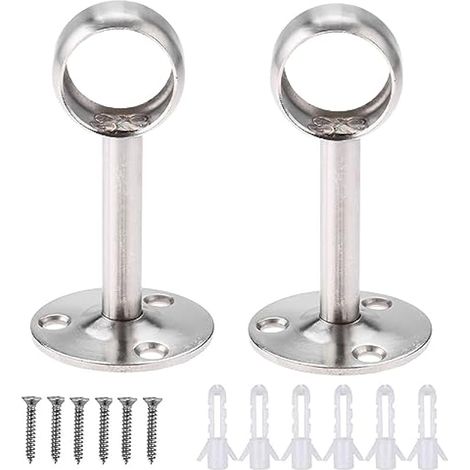Support de tringle à rideau 25mm, support de plafond en acier inoxydable, accessoires de tringle d'armoire, supports ronds de tringle de douche, embout de tringle à vêtements, supports de tringle susp