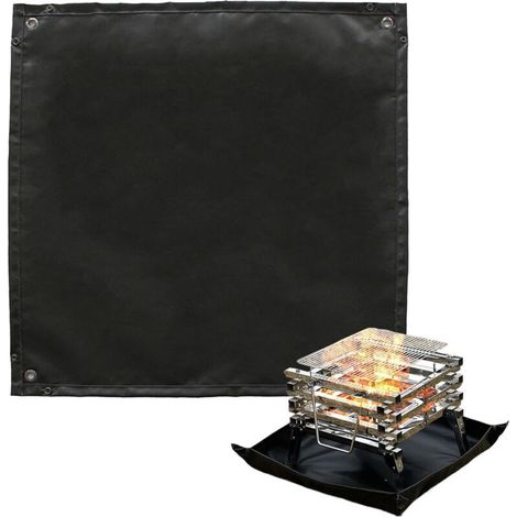 Tapis de barbecue ignifugé - Pliable - À utiliser sous le gril, protégeant le sol et la terrasse - 1 pièce, 70 × 70 cm, Noir (1/5)